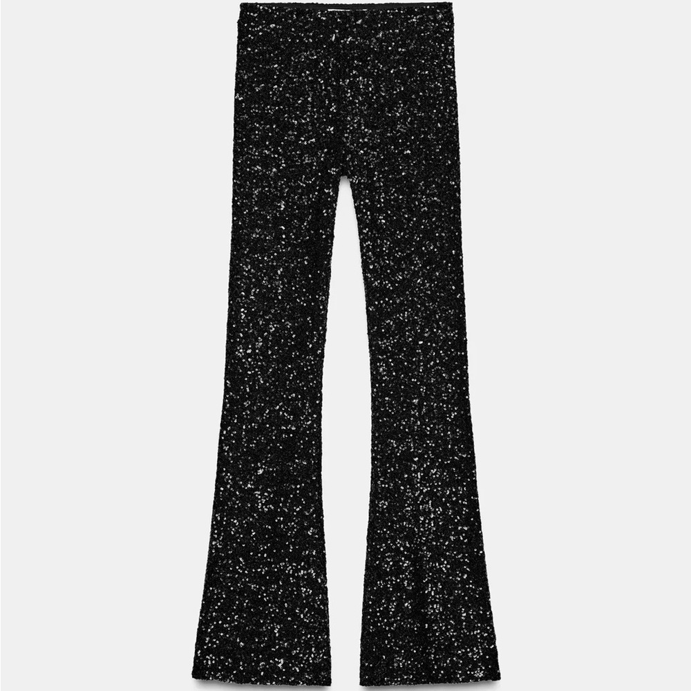 Elegant Black Sequin Dress Pants - Picture 8 of 11